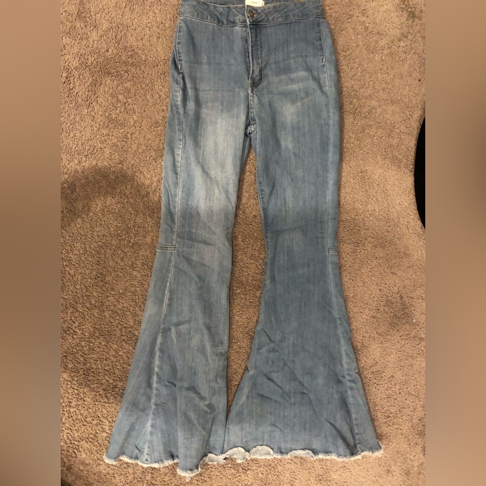 Light blue jean bellbottoms